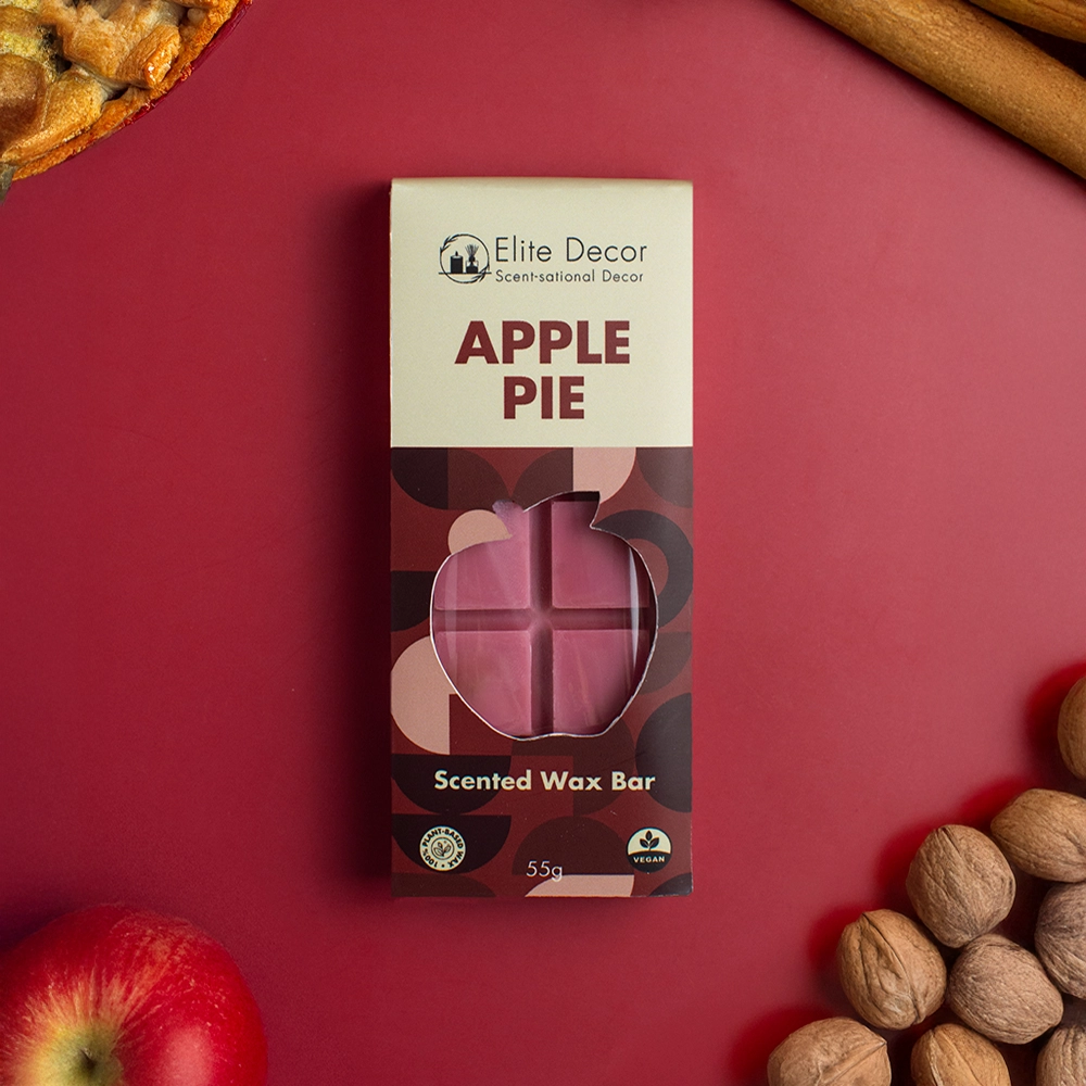 Wax Melts Elite Decor σε σχήμα μπάρας με άρωμα μηλόπιτας "Apple Pie" σε κουτί.