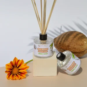 Χειροποίητο αρωματικό χώρου με στικς reed diffuser με άρωμα καρύδα "Caribbean Coconut".