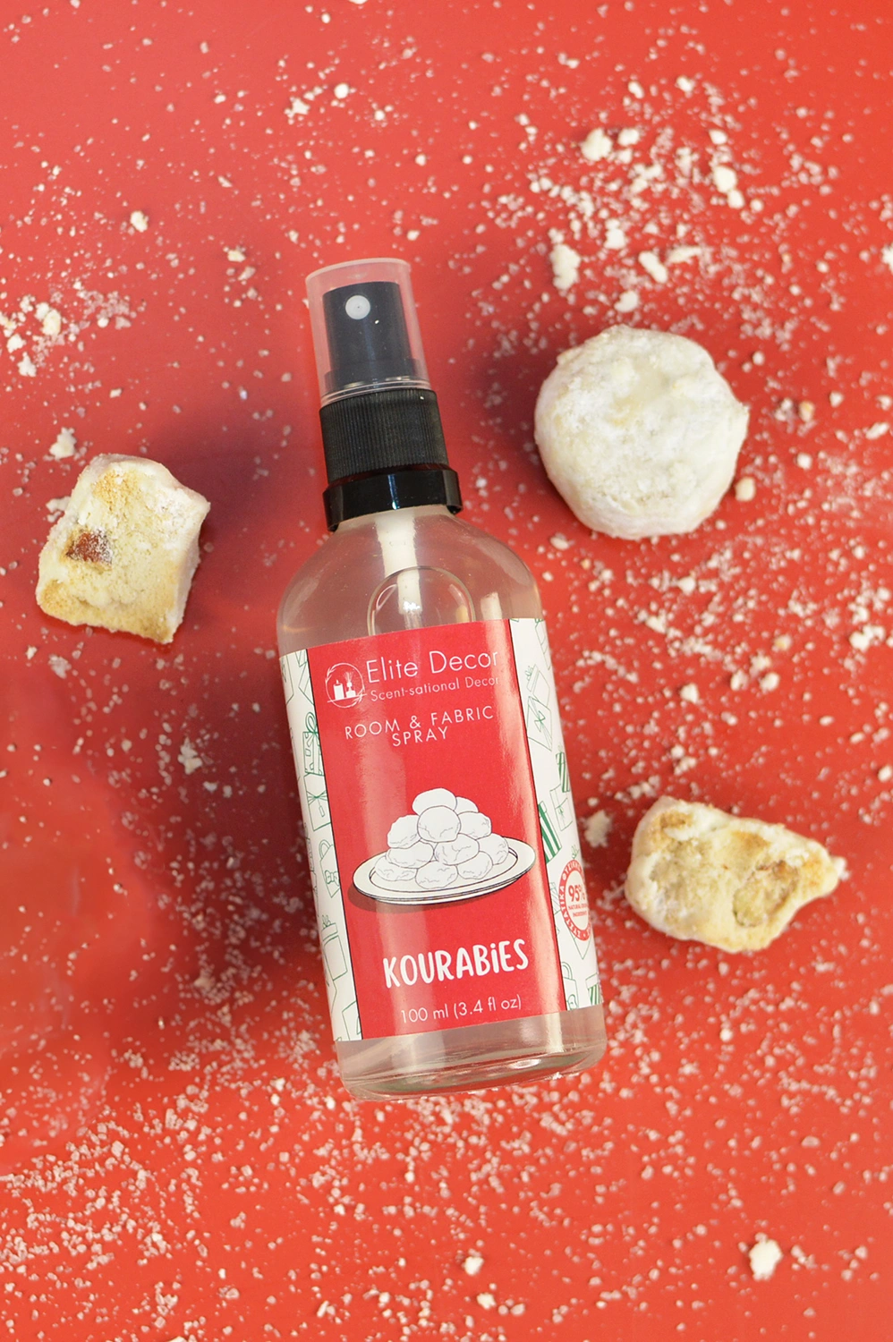 spray-kourabies Αρωματικό χώρου και υφασμάτων σε σπρέι με Χριστουγεννιάτικο άρωμα κουραμπιέ.