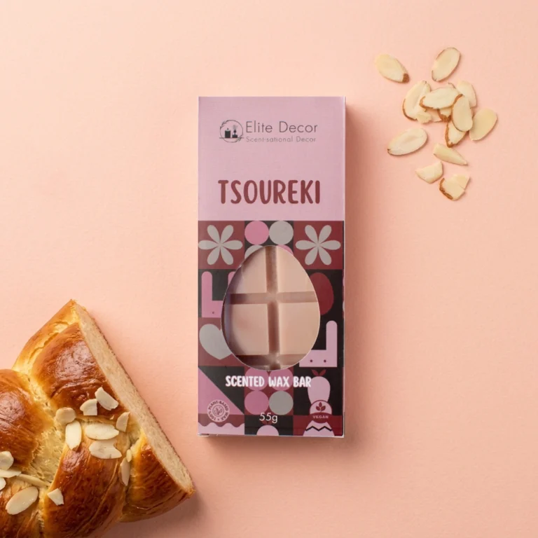Αρωματικό κερί σε μορφή μπάρας wax melt με άρωμα τσουρέκι και κουτί.